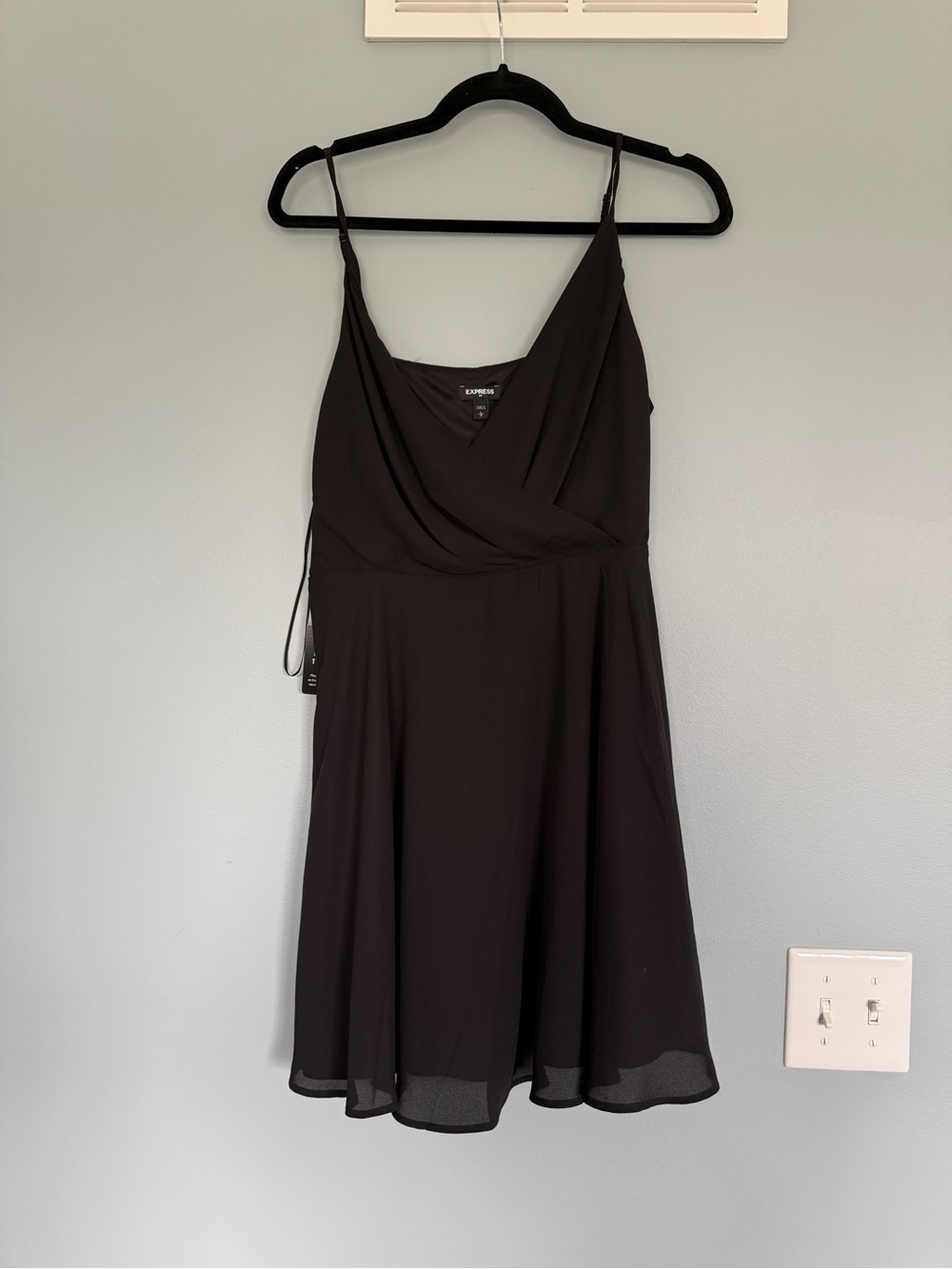 Express Black V-Neck Spaghetti Strap Mini Dress